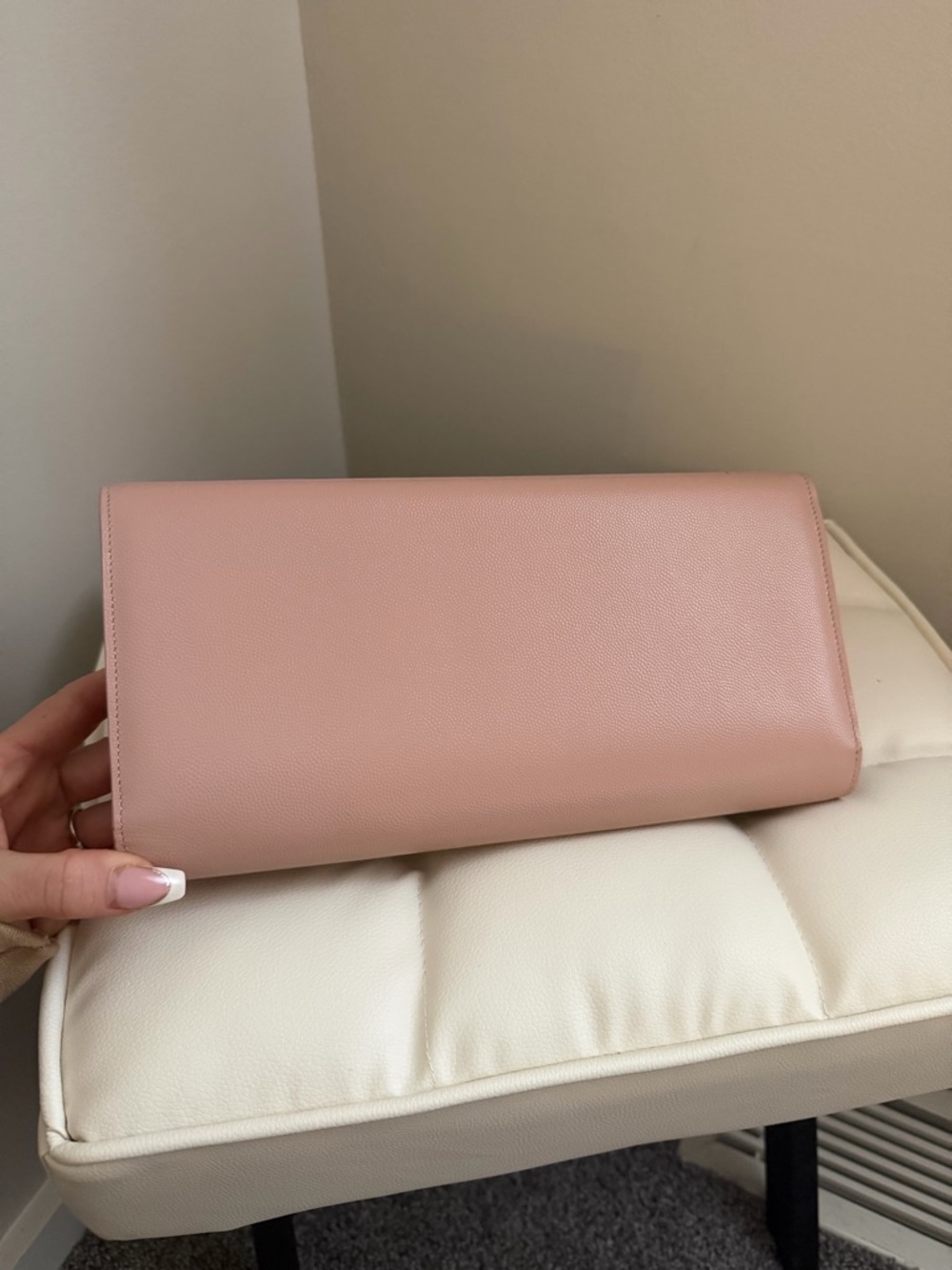 Saint Laurent Blush Pink Leather YSL Logo Clutch - Picture 6 of 8